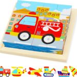 CubePuzzle– Leuk&Educatief– 3D Houten Blokken Puzzel Voertuig | Educatief Speelgoed