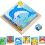 CubePuzzle– Leuk&Educatief– 3D Houten Blokken Puzzel Ocean | Educatief Speelgoed