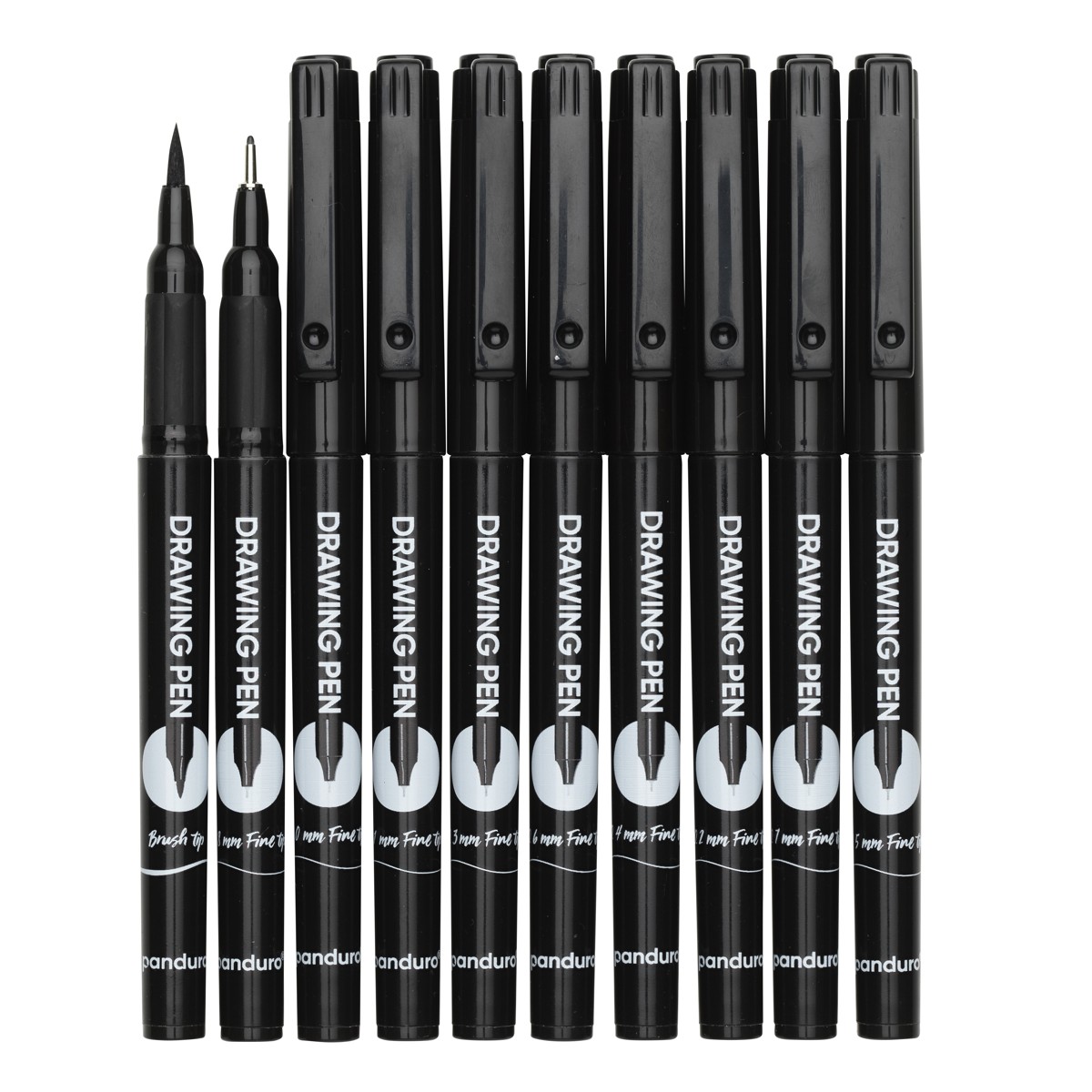 Tekenpennen - 10 stuks - fineliners + brushpen - zwart Tekenpennen - 10 stuks - fineliners + brushpen - zwart - Afbeelding 1