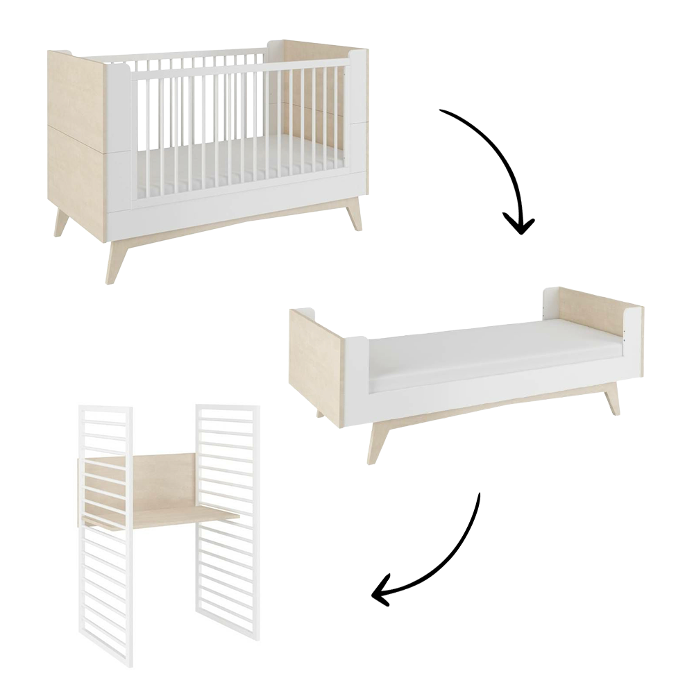 Meegroei Ledikant So Sixty Wit/Naturel Meegroei Ledikant So Sixty Wit/Naturel - Afbeelding 1