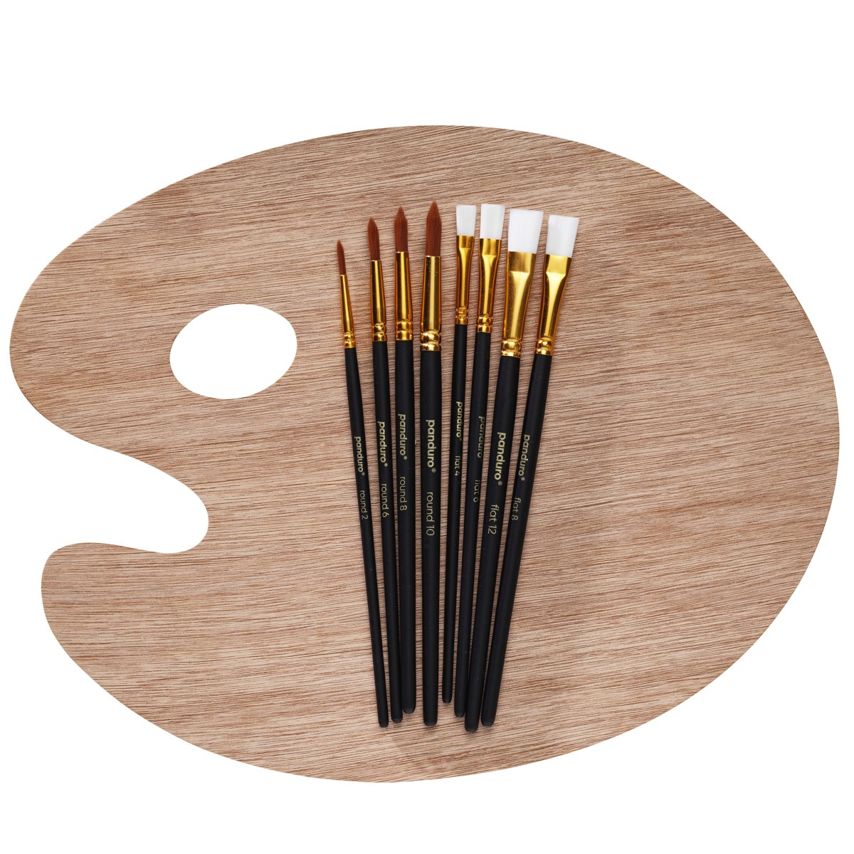 Houten palet met 8 penselen Houten palet met 8 penselen - Afbeelding 1