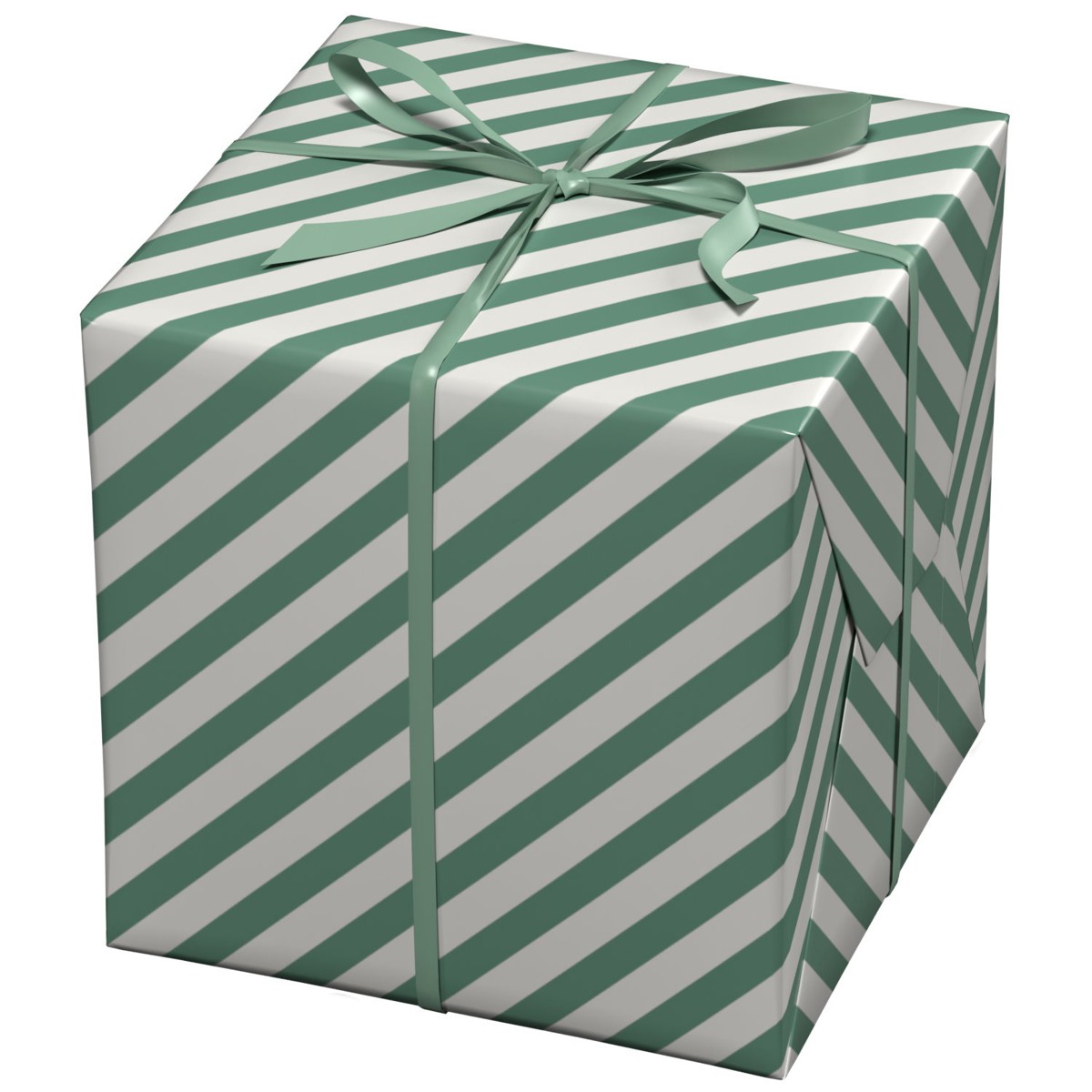 Cadeaupapier - 10 meter - wit/groen strepen Cadeaupapier - 10 meter - wit/groen strepen - Afbeelding 1