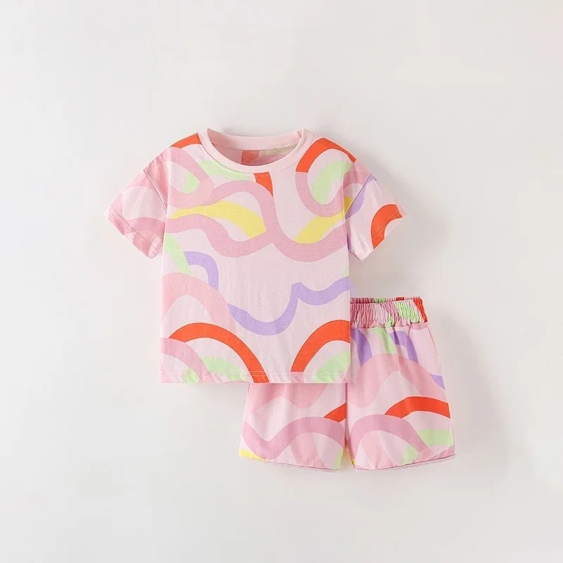 7_68089850-d562-4632-a19b-9d8babe806d0 SunnyBloom– Zomer&Schattig– Matchende Zomerset Kleurrijke roze linten / 140 (6-7 jaar) | Educatief Speelgoed - Afbeelding 1