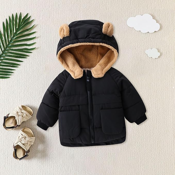 81MG2JqTxhL._AC_SX679 PolarNest– Warm&Trendy– Winterjas met Teddyvoering Zwart / 90 (1–2 jaar) | Educatief Speelgoed - Afbeelding 1