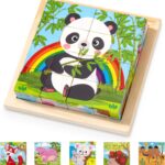 CubePuzzle– Leuk&Educatief– 3D Houten Blokken Puzzel Dieren | Educatief Speelgoed
