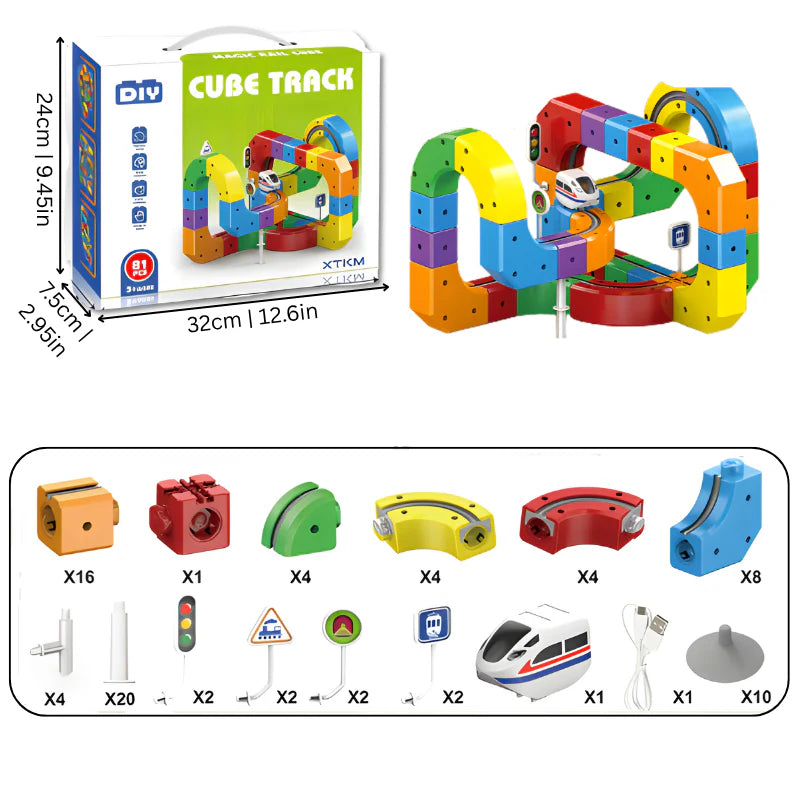 81pcs_f9cfaab7-01dc-4556-a464-4f59fbacc381 DIY Cube Track– Creatief&Actief– Creatieve DIY Treinbaan 81 stuks | Educatief Speelgoed - Afbeelding 1