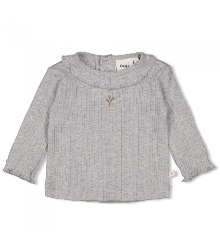 Shirt Longsleeve Ajour Feetje Fields of Green Grijs Melange Shirt Longsleeve Ajour Feetje Fields of Green Grijs Melange - Afbeelding 1