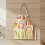 MiniChef™ – Speels&Vlekwerend– Kinder Schort M (5-8 jaar) / Zonnige regenboog | Educatief Speelgoed