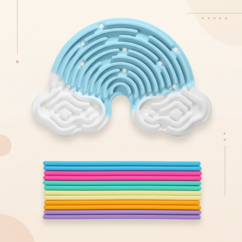 8_143df72d-8b0e-4dae-90bb-5f1248640da6 FidgetFrost– Speels&Zacht– Siliconen Busy Board Blauwe wolk | Educatief Speelgoed - Afbeelding 1