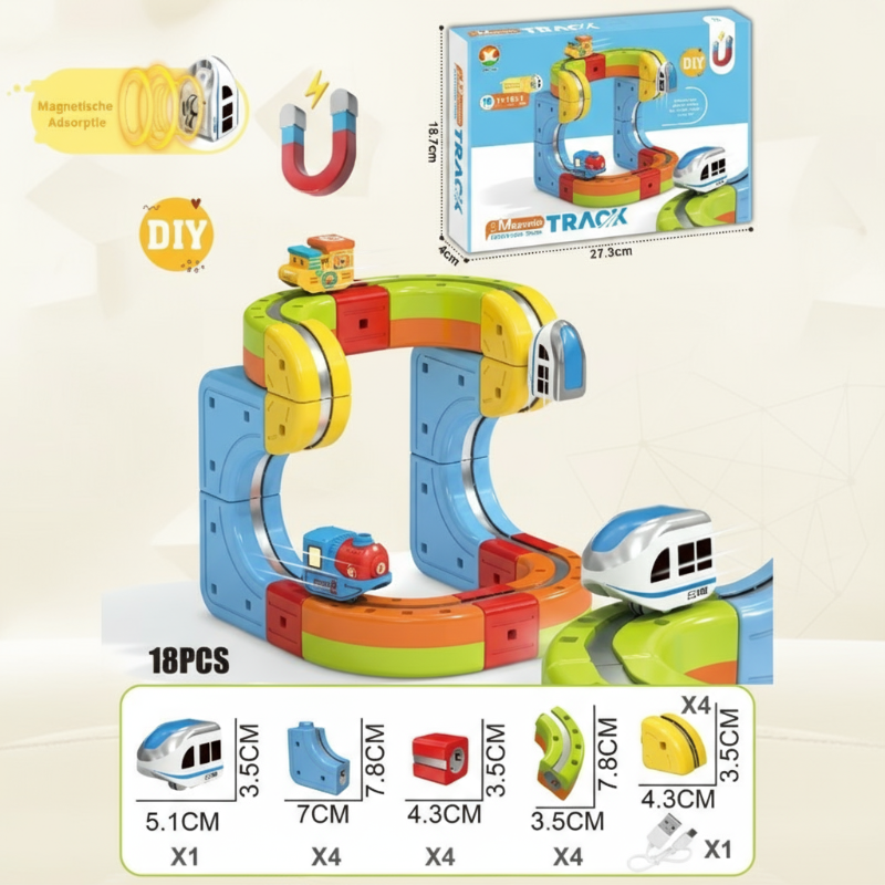 8_b99e02b2-abd0-4d65-91fb-f9ea30b8ab72 MagniTrack– Creatief&Elektrisch– Anti-Gravity Elektrische Trein 18 stuks | Educatief Speelgoed - Afbeelding 1