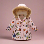 CozyTrend– Elegant&Knus– Gewatteerde Winterjas voor meisjes Beige roze vlinder / 110 (4-5 jaar) | Educatief Speelgoed