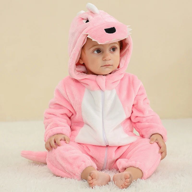 9_1 Mini Fashion™ – Dieren Dromenland – Kinder Dieren Onesie Roze draak / 110 (24-30 maanden) | Educatief Speelgoed - Afbeelding 1