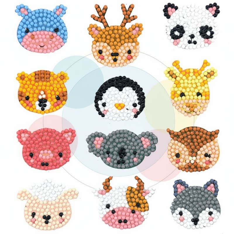 9_36baa9d1-76ec-4236-bf0b-1079d35577fc GemArt– Schattig&Glanzend– Diamant Painting Stickers Dieren B | Educatief Speelgoed - Afbeelding 1