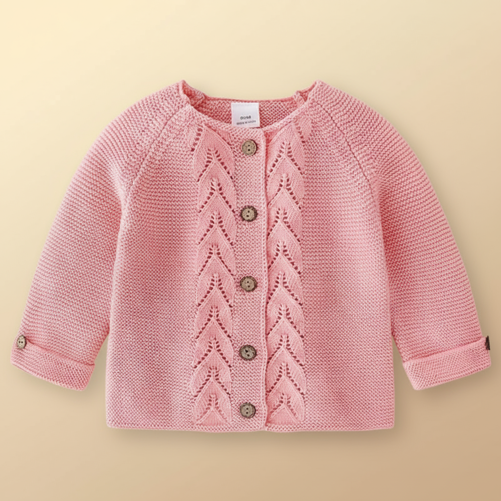 9_5afcbfcd-c31f-4077-89e2-71f34277a5b3 CozyCub– Comfortabel&Modieus– Gebreide Kinder Cardigan Sweater Donkerroze / 100 (18-24 maanden) | Educatief Speelgoed - Afbeelding 1