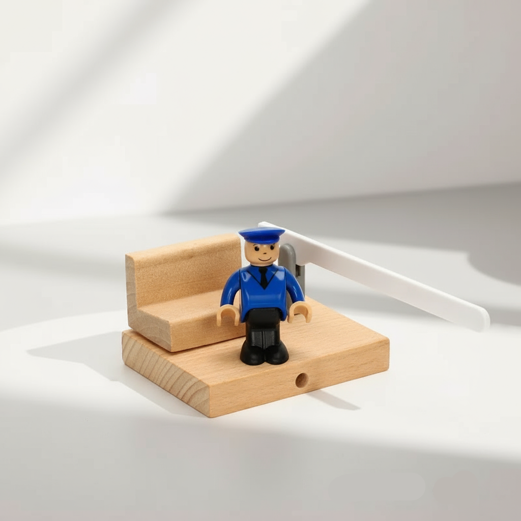 9_bcf7e1c3-5a34-4eda-9126-2ebdedce67c1 Woods– Stijlvol&Educatief– Houten Openbaar Vervoer Speelset Wegblokkade verkeerspolitie | Educatief Speelgoed - Afbeelding 1