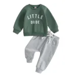 Mini Fashion™ - Stoere'Little Dude'Set Katoen Groen / Maat 100 (18-24 maanden) | Educatief Speelgoed