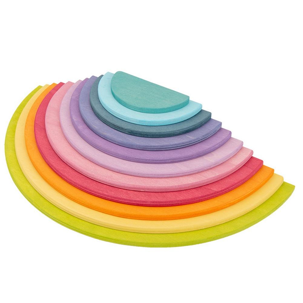 B_baby-large-rainbow-stacker-stacking-wald_variants-0 Woods™ - Eindeloze bouwmogelijkheden - Halfronde schijven Pastel | Educatief Speelgoed - Afbeelding 1