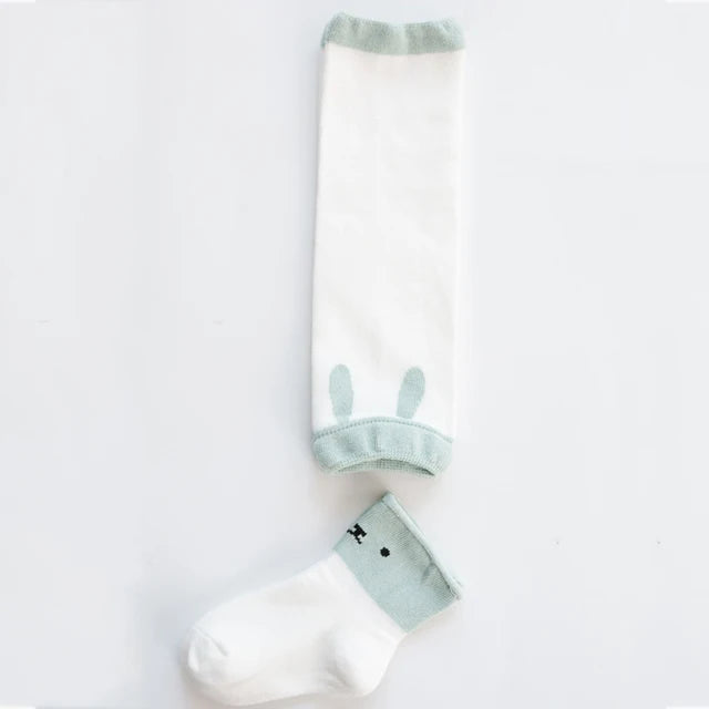 Baby-Leg-Warmers-Socks-Set-Newborn-Knee-Pads-Infant-Socks-Cartoon-For-Girls-Boy-Kids-Cotton.jpg_640x640_40457c6e-62ee-4e1b-ae9a-0adae088afae Mini Fashion™ - Babystapjes in style - Beenwarmersetje Wit/Groen / S (0-1 jaar) | Educatief Speelgoed - Afbeelding 1