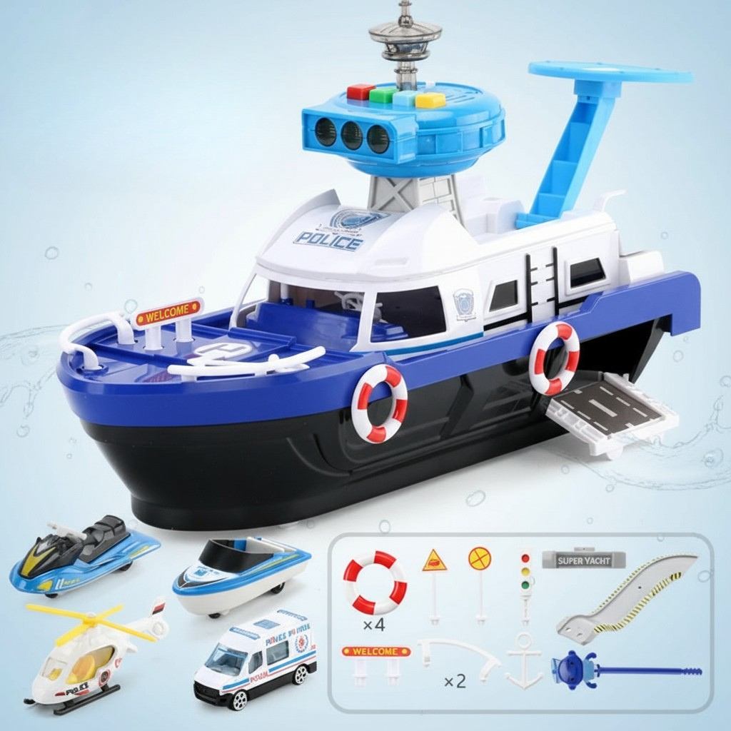 Blue_1_d92360fc-9a63-4e6f-9f7f-691b0c03eeb6 PlayHarbor– Muzikaal&Interactief– Speelgoed Boot met Licht&Geluid Blauw | Educatief Speelgoed - Afbeelding 1