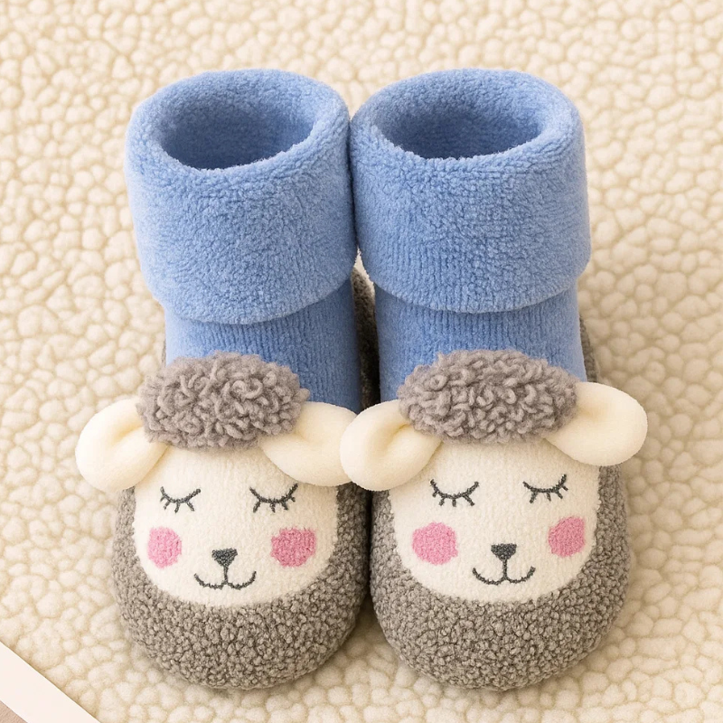 Blue_2b556148-54c9-4531-b46b-7ccd330e00bd Mini Fashion™ - Warm&Zacht - Anti Slip Sokken Hert - Blauw / 19 (6-9 maanden) | Educatief Speelgoed - Afbeelding 1