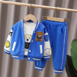 Mini Fashion™ - Peuter&Avontuur  - 3-delige Kleding Set Blauwe Baseball Beer / 120 (5 jaar) | Educatief Speelgoed