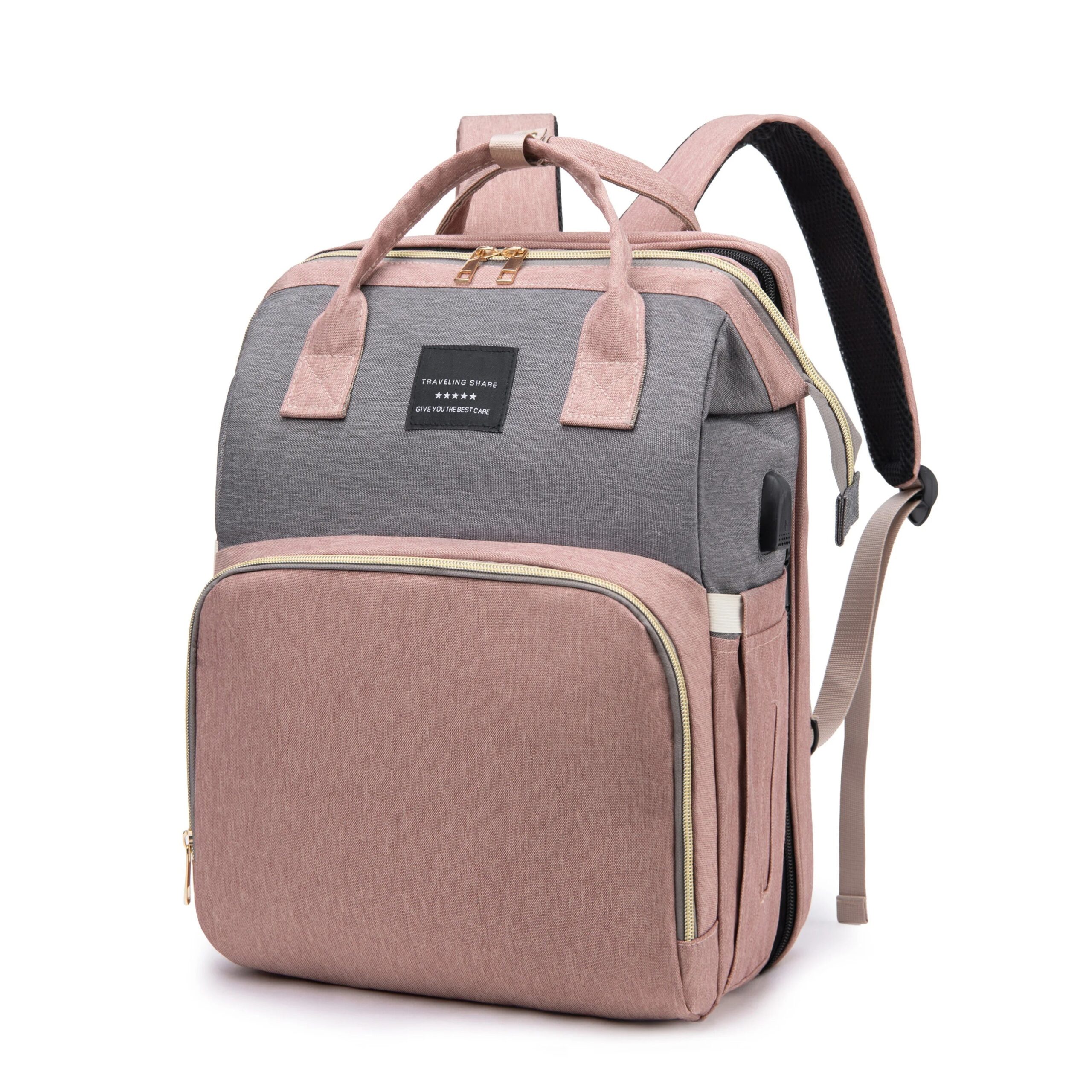 Diaper_Bag_9 Nuvella Baby– Altijd Voorbereid – Multifunctionele Luiertas met Bed Roze | Educatief Speelgoed - Afbeelding 1
