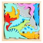 Woods™ - Wie past de vormen in de lijst? - Vormen puzzel (2+1 GRATIS) Dinosaurus | Educatief Speelgoed