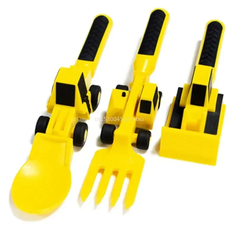 Eco-Friendly-Creatively-Kids-Dining-Tool-Set-PP-Spoon-Fork-Knife-Car-Cutlery-Set-Dinneractive-for_0548dafa-23c6-435e-bc7f-f470815796f9 Construction Dinner Set™ - Nooit meer een strijd aan tafel - Creatieve Bestekset Bestek (3-delig) | Educatief Speelgoed - Afbeelding 1
