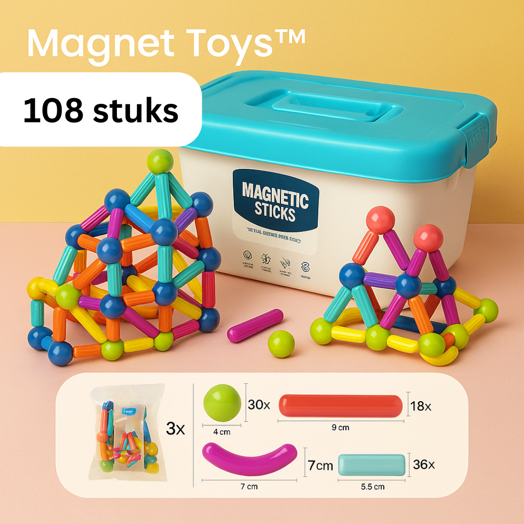 Educatief_3_1_6c7fd28f-c8a9-4bc0-973c-1375c6fe9dbf Magnet Toys™ - Ontwikkel de creativiteit - Magnetische sticks 108 stuks | Educatief Speelgoed - Afbeelding 1