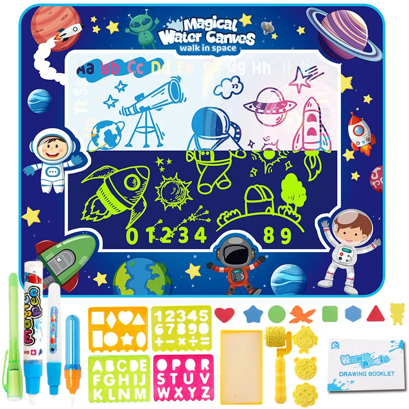 Educational-Toys-Magical-Children-s-Water-Canvas-Oversized-Drawing-Pad-Writing-Board-Graffiti-Children-s-Drawing_2774bbf8-8ed5-4aa2-b637-2db312fc35c6 AquaMagic Mat™ - Creatieve Uitspattingen - Watermat Lichtgevend in de Ruimte (incl. extra accessoires) | Educatief Speelgoed - Afbeelding 1