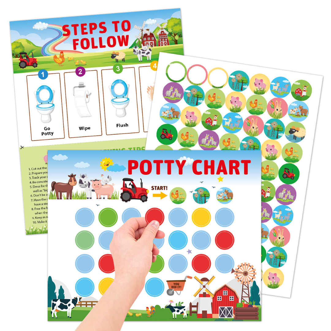 Farm_82190840-537a-44d5-a4db-6580b76e5910 PottyChart– Speels&Motiverend– Potty Training Stickerkaart Boerderij | Educatief Speelgoed - Afbeelding 1