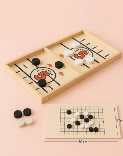 Foosball_1 Foosball™ - Gemakkelijk Op Te Zetten - Houten bordspel Groot + Dammen | Educatief Speelgoed - Afbeelding 1