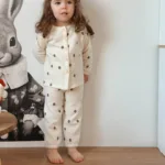 Mini Fashion™ - Luchtig Katoen - Kinder Pyjama Beige - Fruit / 110 (4 jaar) | Educatief Speelgoed