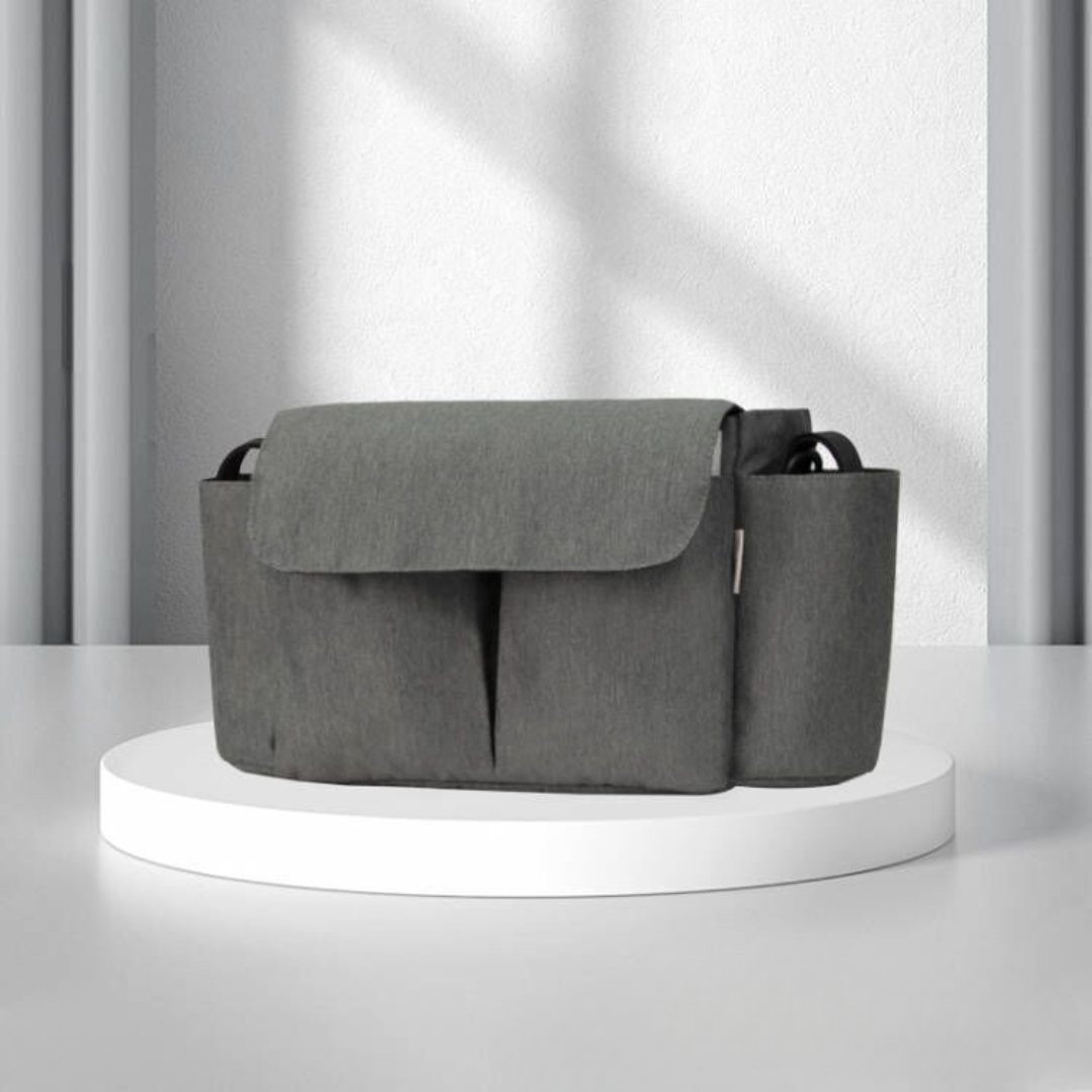 Gray ToddlerOrganizer– Waterafstotend&Ruim– Kinderwagen Organizer met Flessenhouders Grijs | Educatief Speelgoed - Afbeelding 1