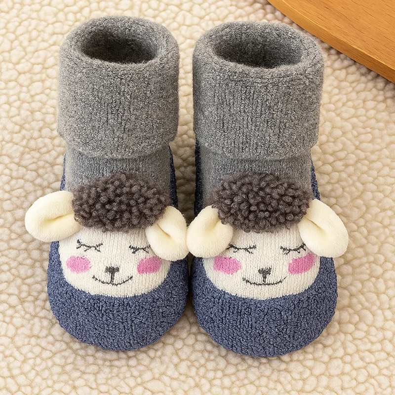 Mini Fashion™ - Warm&Zacht - Anti Slip Sokken Hert - Grijs / 21 (9-12 maanden) | Educatief Speelgoed