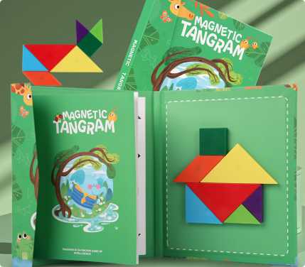 Green_d208cdb0-57da-4c63-b6fa-f4a081a9e8fb Woods™ - Stimuleer Logisch denken - Houten Tangram Puzzel Groen | Educatief Speelgoed - Afbeelding 1