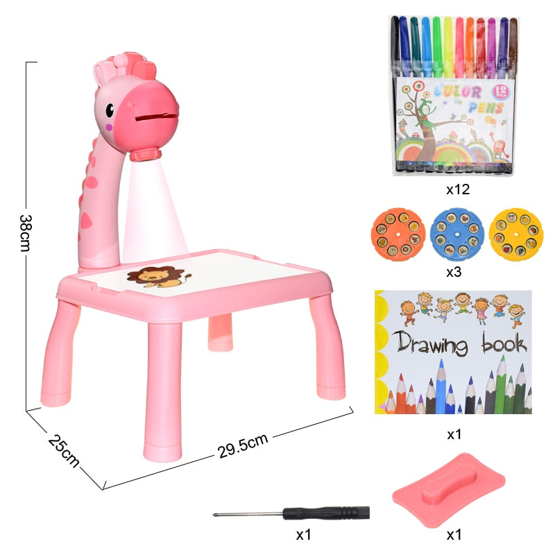 Hc76a6167628d465cb6a39aa4bd7c2726z Let's create™ - Leren tekenen - Painting projector Giraffe Roze | Educatief Speelgoed - Afbeelding 1