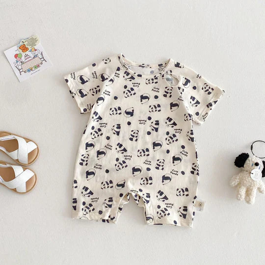 Mini Fashion™ – Luchtig&Lief– Baby Romper Panda / 73 (9-12 maanden) | Educatief Speelgoed