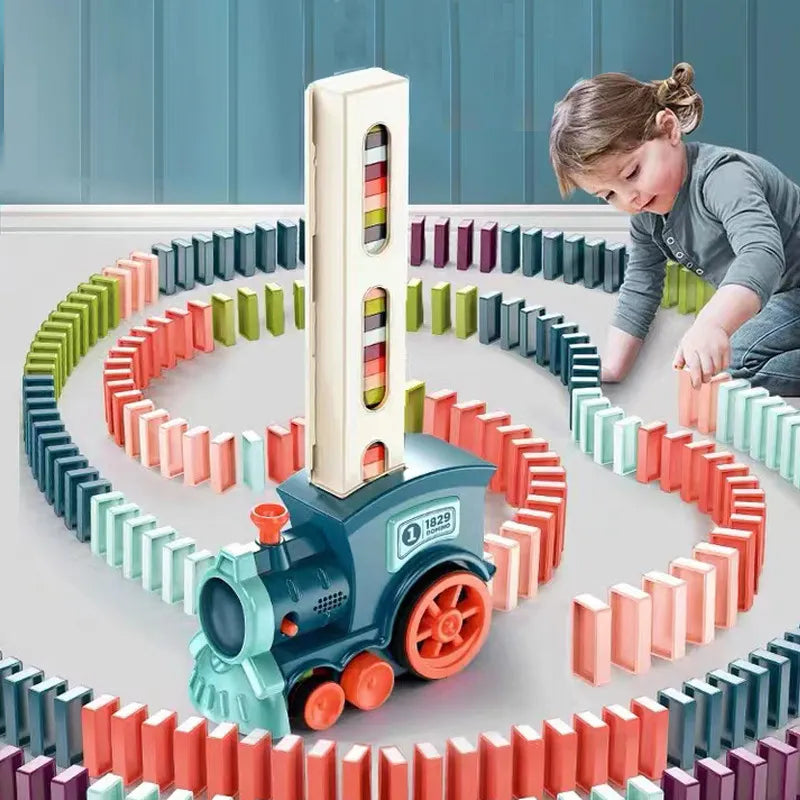 Kids-Automatic-Laying-Domino-Train-Electric-Car-Dominoes-Set-Brick-Blocks-Kits-Games-Educational-Toys-Children Domino train™ - Magic Domino Stenenlegger | Educatief Speelgoed - Afbeelding 1