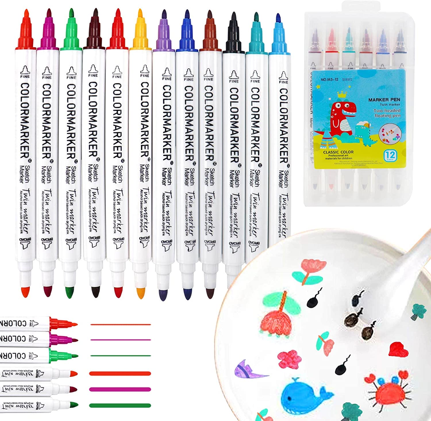 Magicwaterpen Magic Water Pen™ | Creatieve kunstwerken in het water - Waterpaint (+ GRATIS keramische lepel) Set van 6 + 6 GRATIS stiften (bijna uitverkocht) | Educatief Speelgoed - Afbeelding 1