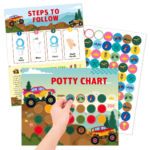 PottyChart– Speels&Motiverend– Potty Training Stickerkaart Monsterauto | Educatief Speelgoed