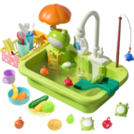 Children Kitchen– Waterpret&Leren– 2-in-1 Speelgootsteen Kikker | Educatief Speelgoed