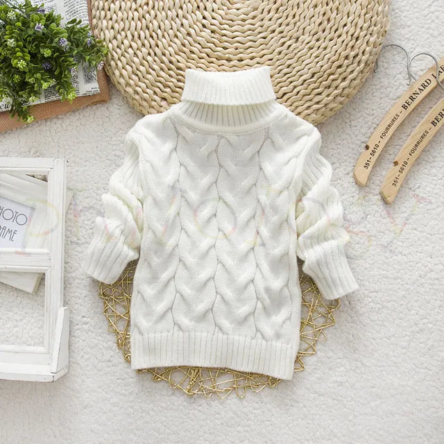 PHILOLOGY-2T-8T-bear-winter-boy-girl-kid-thick-Knitted-bottoming-turtleneck-shirts-baby-high-collar.jpg_640x640_e5943595-b2d9-45d0-a572-b7df15fd900e Mini Fashion™ - Kabeltrui met rolkraag Wit / Maat 122 (7-8 jaar) | Educatief Speelgoed - Afbeelding 1