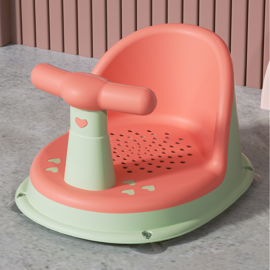 Pink_Green LumaLieve– Veilig&Comfortabel– Ergonomisch Babybadstoeltje Roze/Groen | Educatief Speelgoed - Afbeelding 1