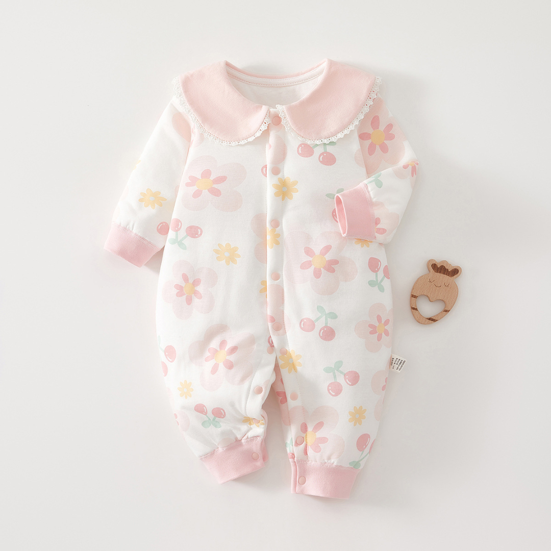 Pink_Peach_Blossom Mini Fashion™ - Comfi&Trendy - Jumpsuit Pyjama Roze perzikbloesem / 66 (3-6 maanden) | Educatief Speelgoed - Afbeelding 1