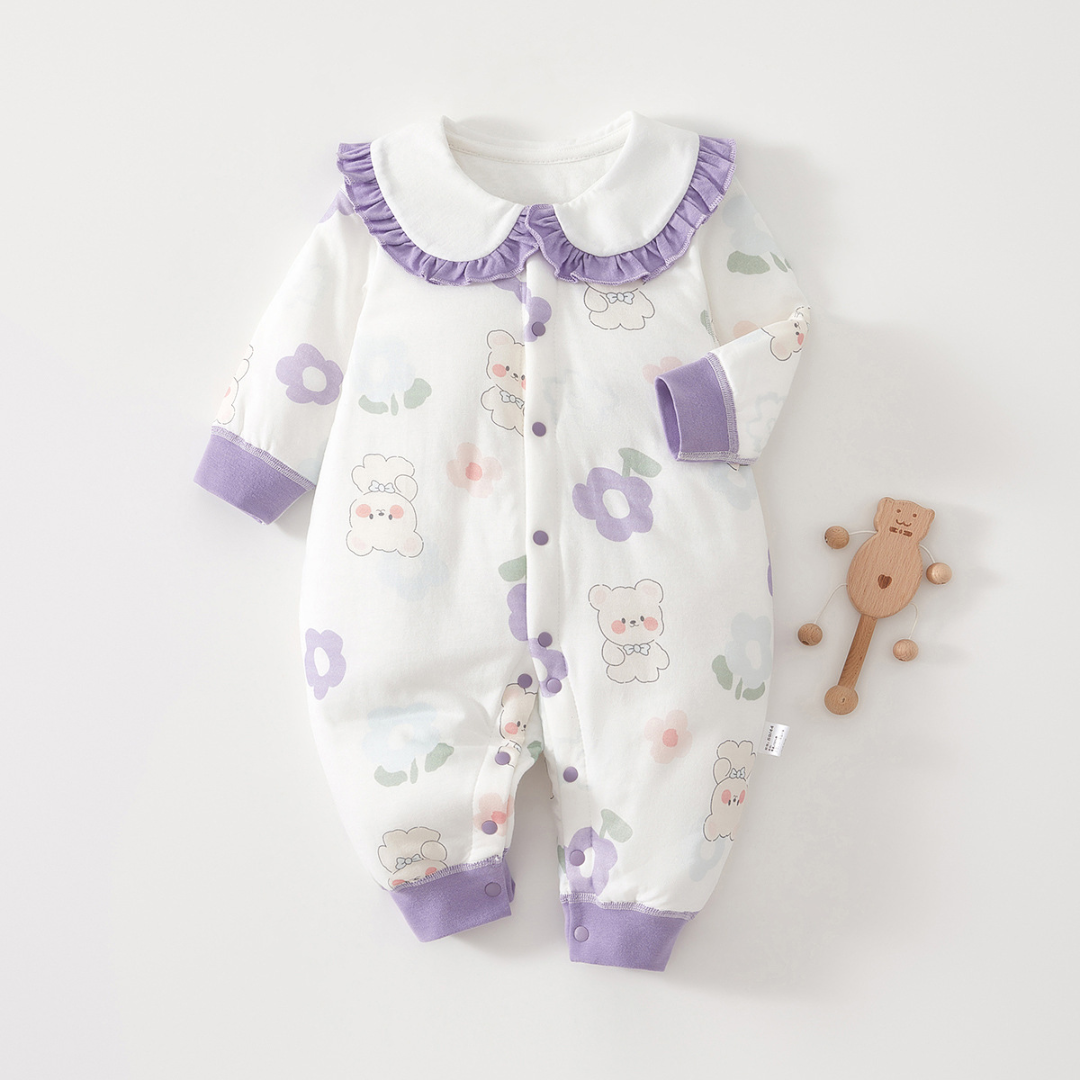 Purple_Bear Mini Fashion™ - Comfi&Trendy - Jumpsuit Pyjama Paarse beer / 73 (6-9 maanden) | Educatief Speelgoed - Afbeelding 1