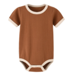 Mini Fashion™ - Leuke Kleurencombinaties - Baby Romper Roestbruin / 50 (0-3 maanden) | Educatief Speelgoed