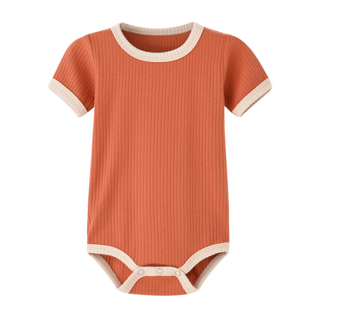 QQ_1734508830007 Mini Fashion™ - Leuke Kleurencombinaties - Baby Romper Gebrand oranje / 50 (0-3 maanden) | Educatief Speelgoed - Afbeelding 1