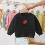 Mini Fashion™ - Aardbei Sweater Aardbei - Zwart / 120 (5 jaar) | Educatief Speelgoed