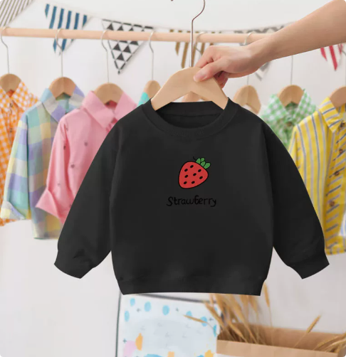 QQ_1742372060033 Mini Fashion™ - Aardbei Sweater Aardbei - Zwart / 120 (5 jaar) | Educatief Speelgoed - Afbeelding 1